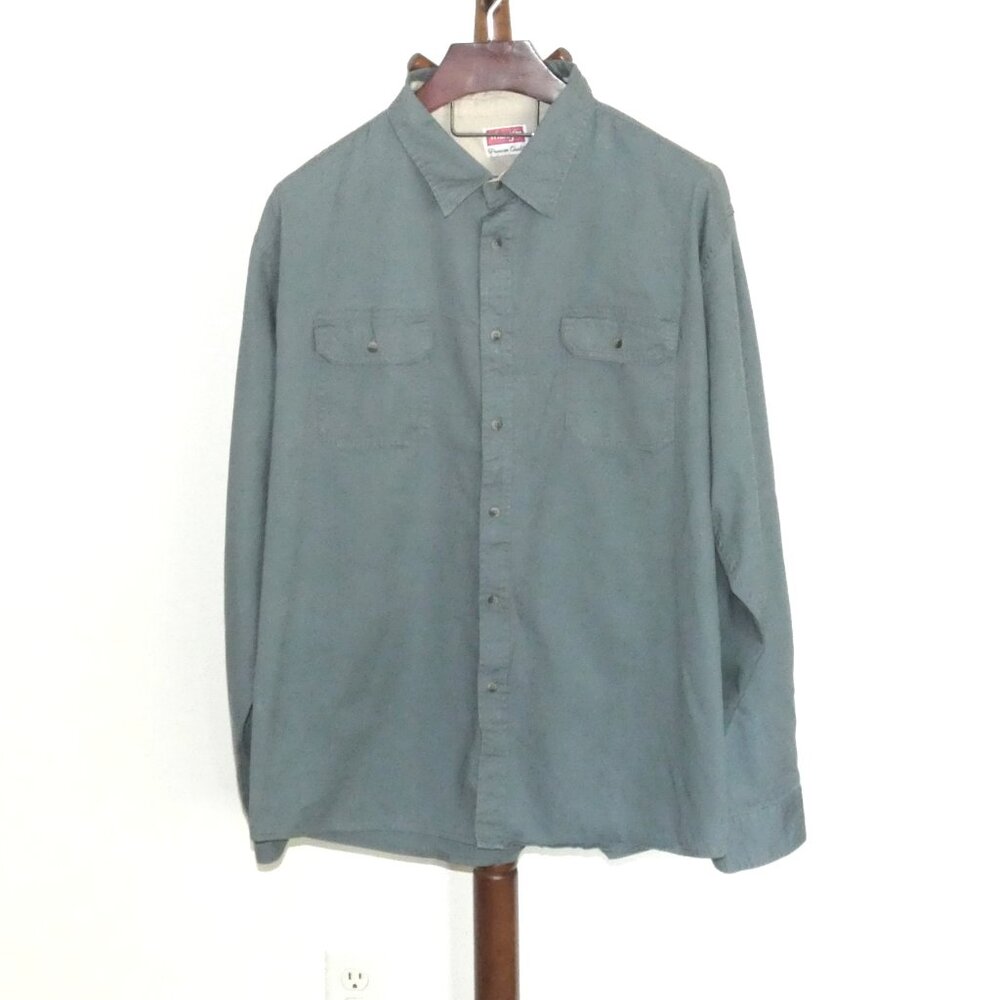 Men's Wrangler Premium Blue Long Sleeve Button Front Shirt size 3XL